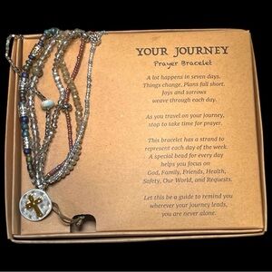 DEMDACO Your Journey Prayer Bracelet Seven Days Beads Gold Cross Gift Boxed